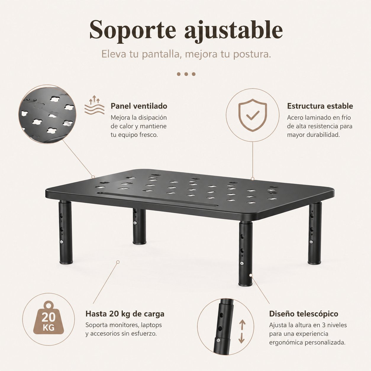 Elevador Ajustable para Monitor Espaldex™