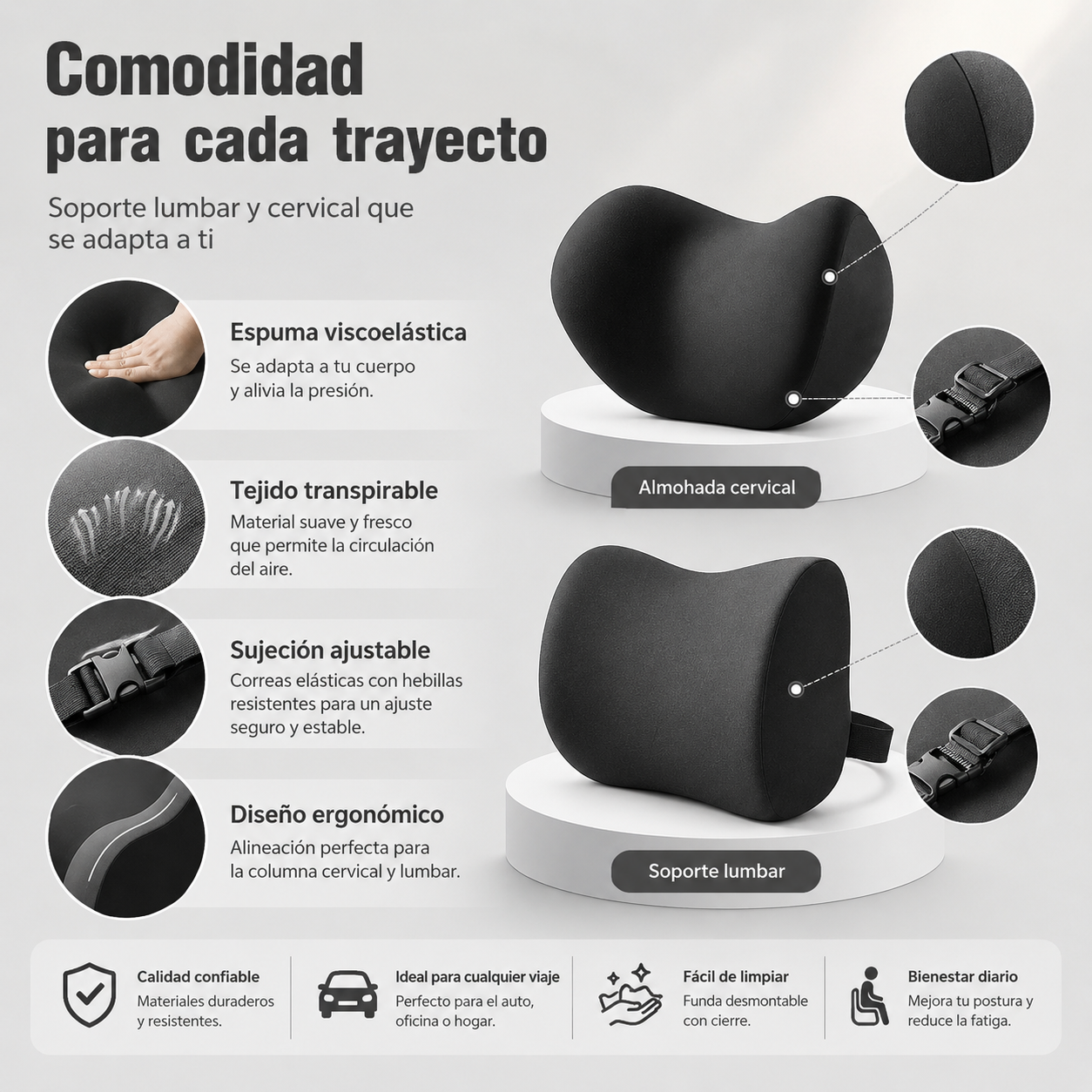 Cojín Cervical y Lumbar para Coche Espaldex™