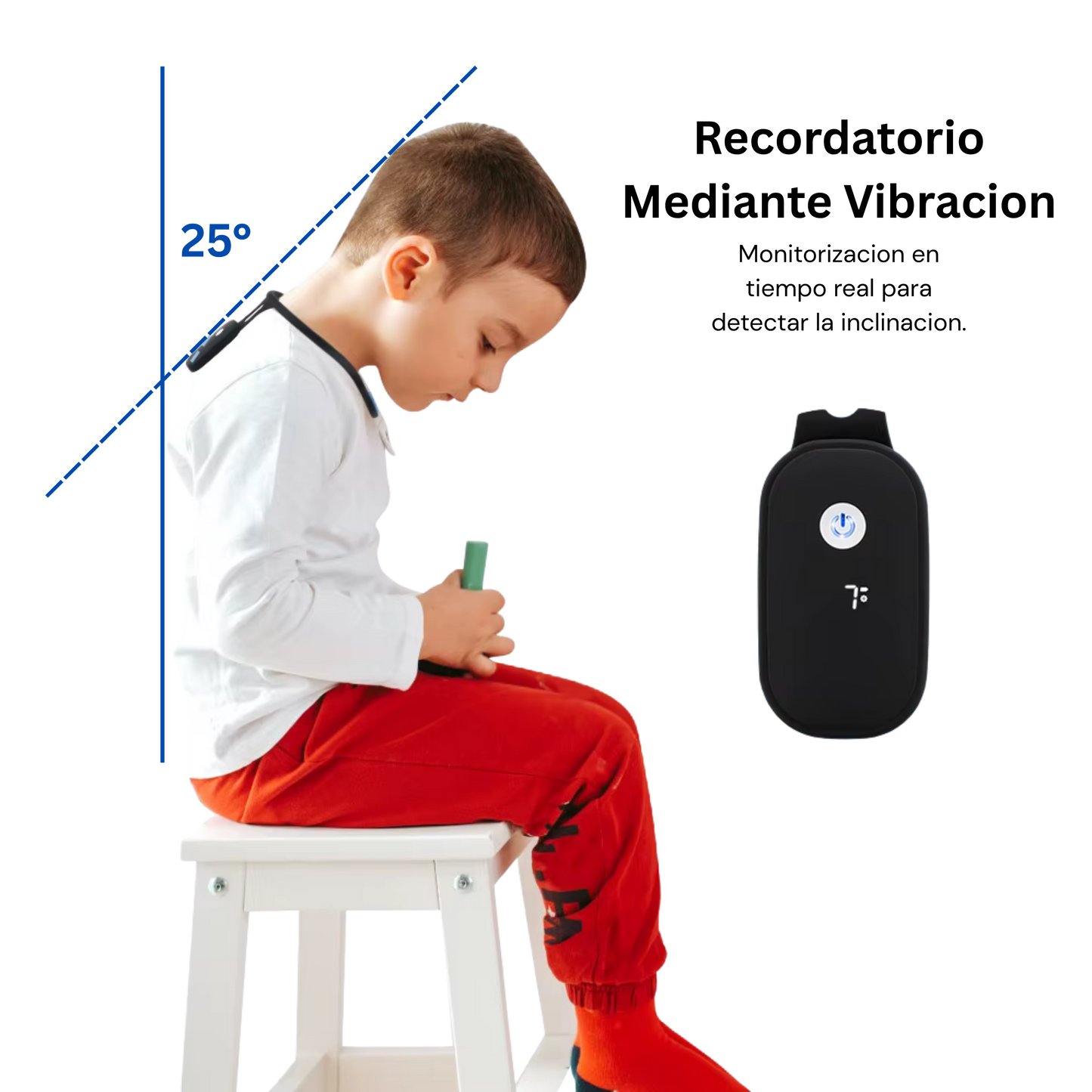Corrector de Postura Inteligente con Sensor de Vibración – Dispositivo de Silicona Ergonómico para Adultos y Niños